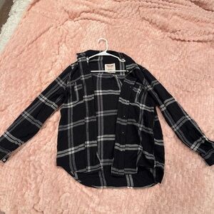 Mossimo Supply Co. Black and Gray Plaid Kids Shirt